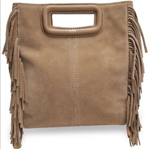 Maje Brown Suede Fringe Crossbody Handbag